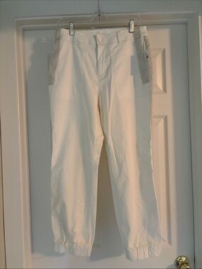 Anthropologie Off-White Drawstring Ankle-length Pants